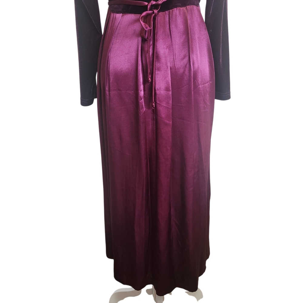 Vintage 90s Velvet Satin Maxi Dress 8P  Red Burgundy Whimsigoth Gothic Witchy - Picture 7 of 16